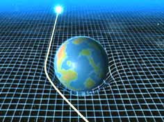 Erde dellt die Raumzeit ein